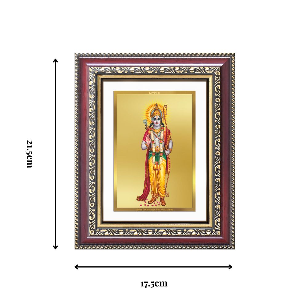 Diviniti 24K Gold Plated Ram Ji (Classic) Divine Wall and Table Top Frame for Home Mandir & Office Decor | Luxury Spiritual Gift