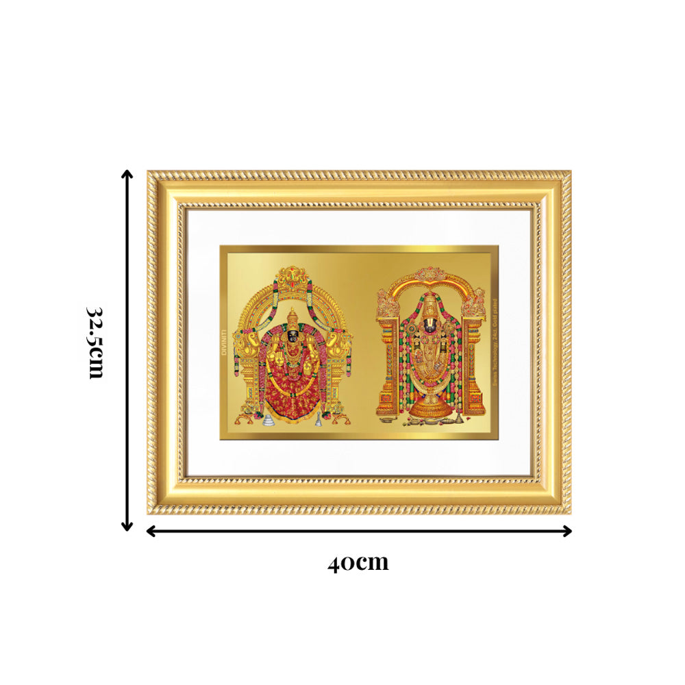 Diviniti 24K Gold Plated Padmavati And Balaji (Classic) Divine Wall Frame for Home Mandir & Office Decor | Luxury Spiritual Gift