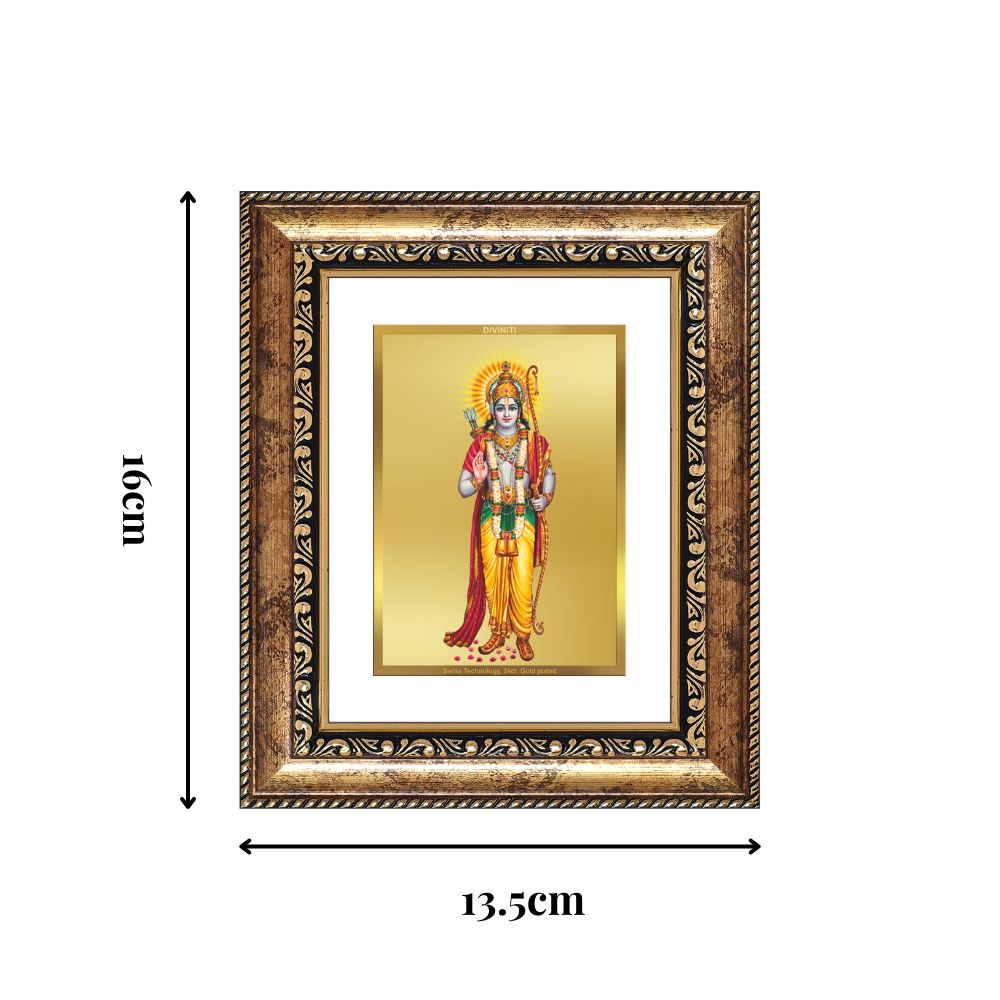 Diviniti 24K Gold Plated Ram Ji Divine Table Top Frame for Home Mandir & Office Decor | Luxury Spiritual Gift