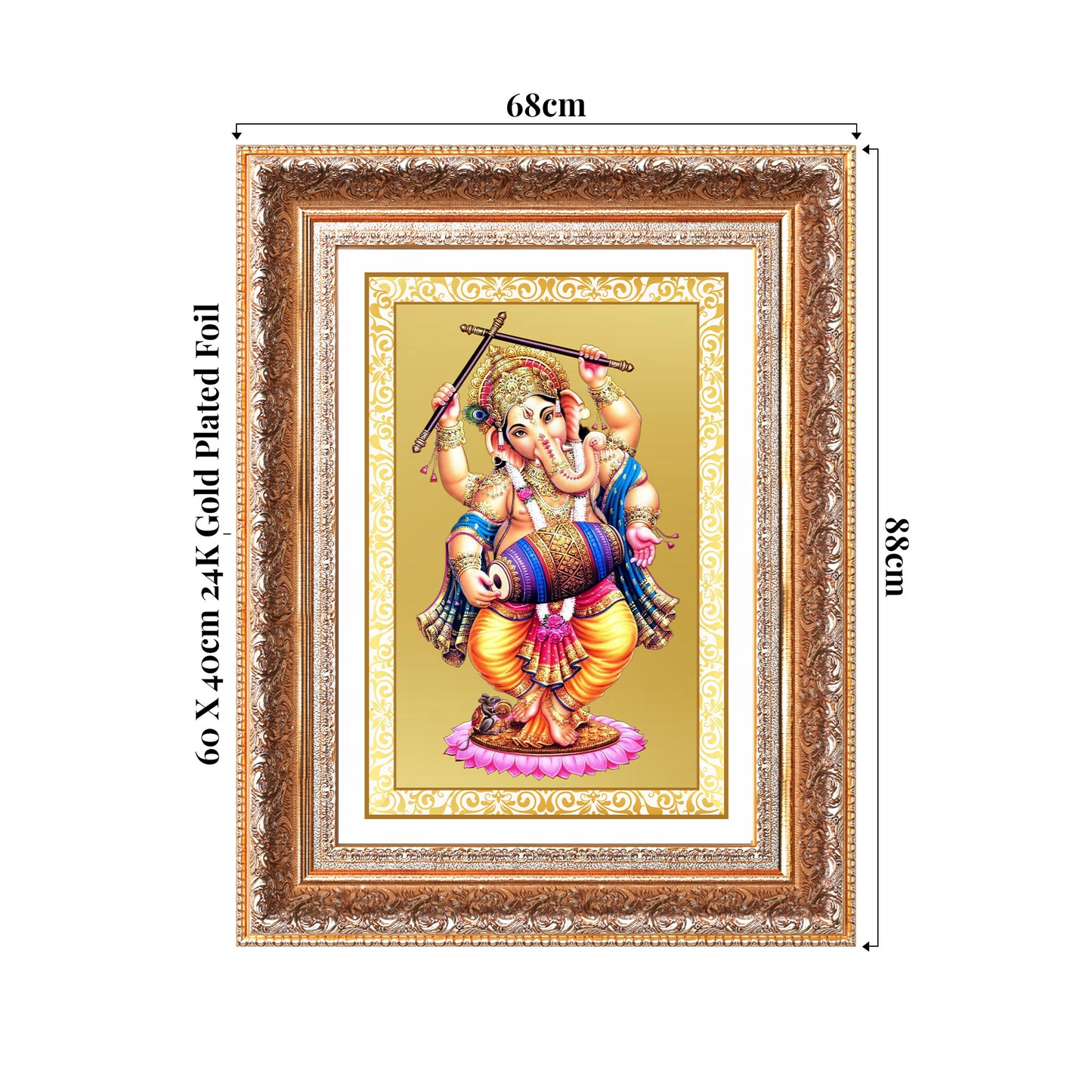 Dancing Ganesha | Nritya Ganapati Wall Photo Frame in 24K Gold Plated Foil