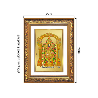 Lord Tirupati Balaji | Sri Venkateswara | Supreme form of Vishnu from Tirumala Wall Mount Photo Frame in 24K Gold Plated Foil