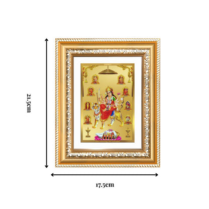 Diviniti 24K Gold Plated Nav Durga (Classic) Divine Wall and Table Top Frame for Home Mandir & Office Decor | Luxury Spiritual Gift