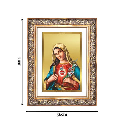 Diviniti 24K Gold Plated Mother Mary (Classic) Divine Wall Frame for Home Mandir & Office Decor | Luxury Spiritual Gift
