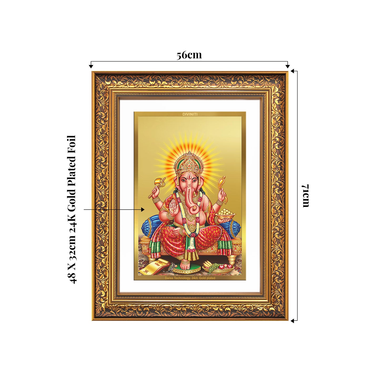 Ganesha | Lord Ganpati Wall Mount Photo Frame in 24K Gold Plated Foil
