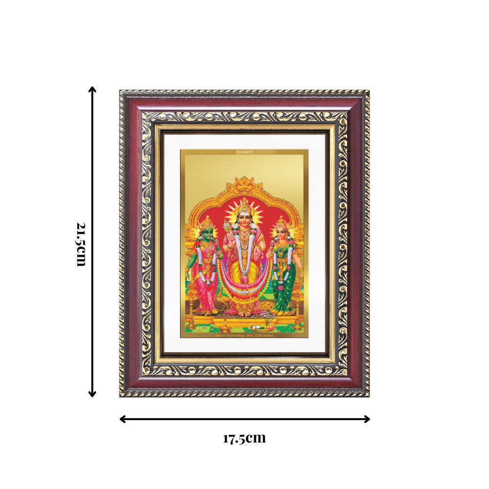 Diviniti 24K Gold Plated Murugan Velli (Classic) Divine Wall and Table Top Frame for Home Mandir & Office Decor | Luxury Spiritual Gift