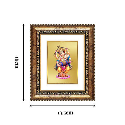 Diviniti 24K Gold Plated Dancing Ganesha Divine Table Top Frame for Home Mandir & Office Decor | Luxury Spiritual Gift