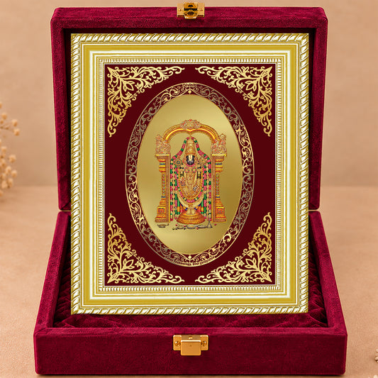 24K Gold-Plated Lord Tirupati Balaji Frame | Premium Gift Box | 35x27 CM