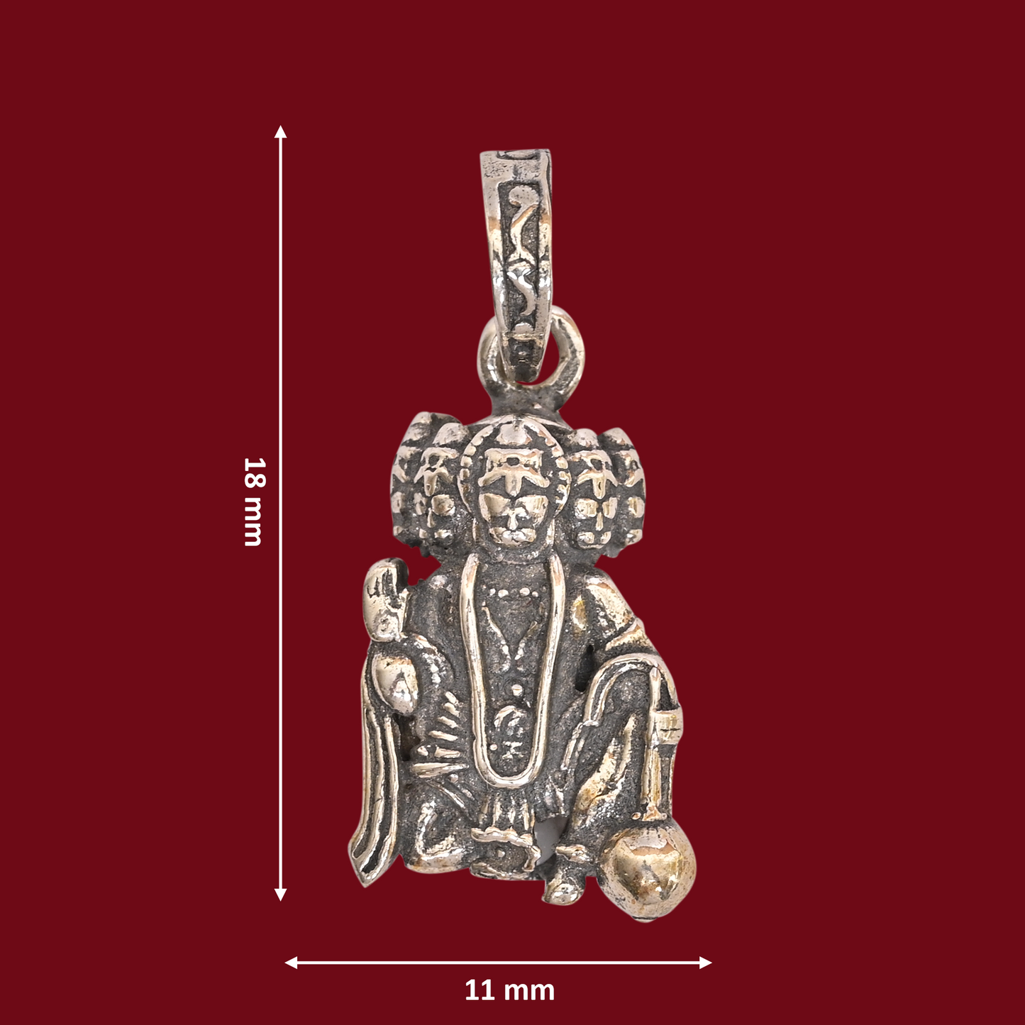 DIVINITI 925 Pure Silver Panchmukhi Hanuman Pendant for Men, Women & Kids Divine God Pendant for Birthday, Anniversary, Special Occasion Gift (1.8x1.1 cm, 7g)