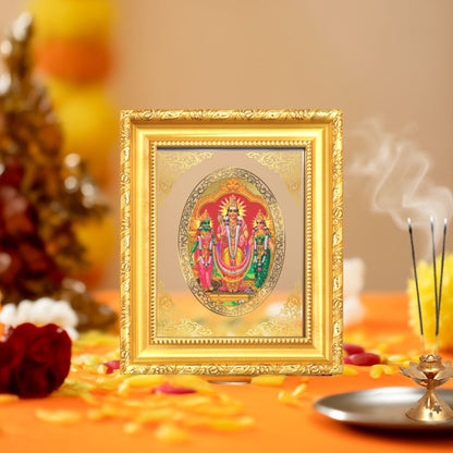Lord Murugan Velli Divine Silver Form Sacred Purity & Blessings Royal Tabletop Frame in 24K Gold Plated Foil
