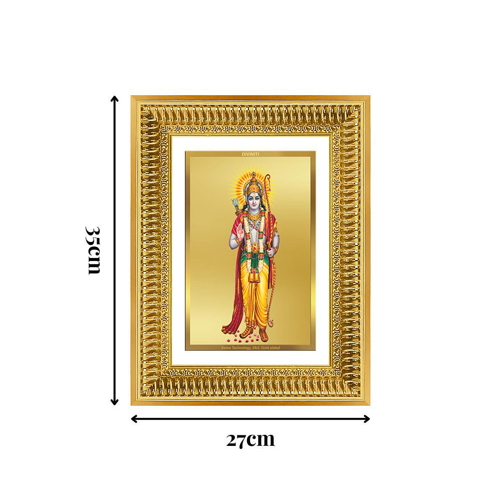Diviniti 24K Gold Plated Ram Ji (Classic) Divine Wall Frame for Home Mandir & Office Decor | Luxury Spiritual Gift
