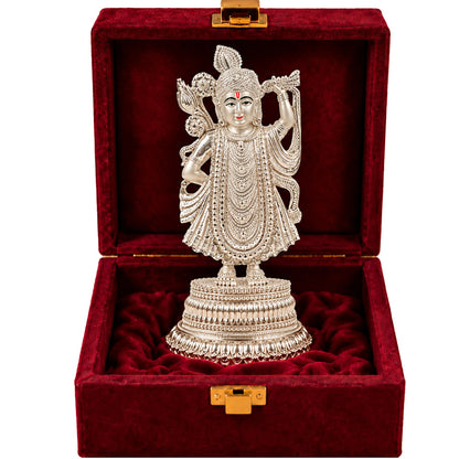 999 Silver-Plated Shrinath Ji Idol | Premium Gift Box | 25x11.5 CM