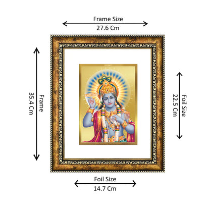 DIVINITI 24K Gold Plated Foil Vishnu Wall Photo Frame for Home Decor, Wall Hanging, Table Top, Puja Room & Gift DG113S3 (27.6X35.4 CM)