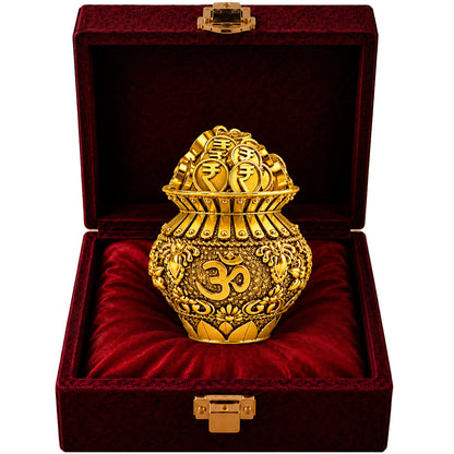 24K Gold-Plated Om Coin Kalash | Premium Gift Box | 6x5 CM