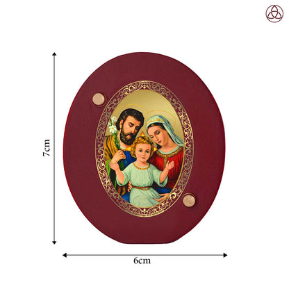 Holy Family Car Dashboard & Tabletop Photo Frame, 24K gold-plated, 7x6 cm, intricate design.