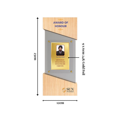 Diviniti MDF Trophy with Matter Printed on 24K Gold Plated Foil | Personalized Award of Honour