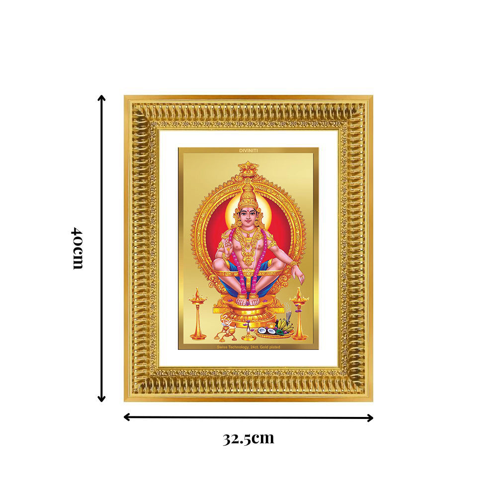 Diviniti 24K Gold Plated Ayyappan Divine Wall Frame for Home Mandir & Office Decor | Luxury Spiritual Gift