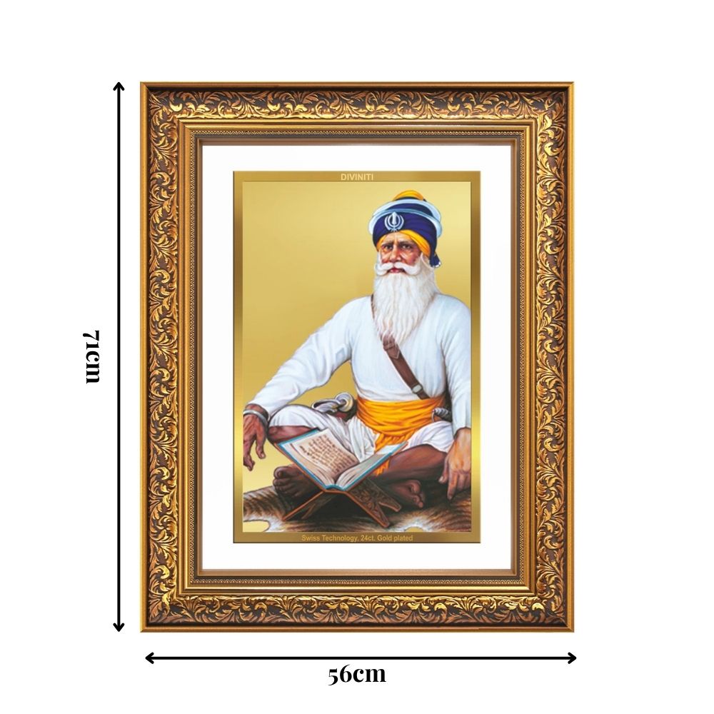 Diviniti 24K Gold Plated Baba Deep Singh Sacred Sikh Wall Frame for Home Decor & Office Ambiance | Premium Spiritual Gift