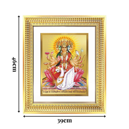 Diviniti 24K Gold Plated Gayatri Maa (Classic) Divine Wall Frame for Home Mandir & Office Decor | Luxury Spiritual Gift