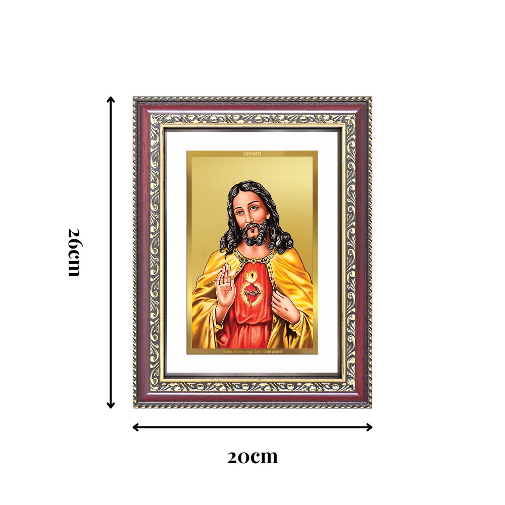 Diviniti 24K Gold Plated Jesus Christ (Classic) Divine Wall Frame for Home Mandir & Office Decor | Luxury Spiritual Gift