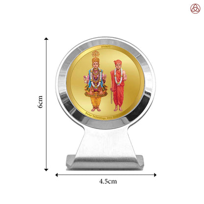 Lord Swaminarayan | Sacred Car Dashboard & Home Puja Photo Frame in 24K Gold Plated Foil