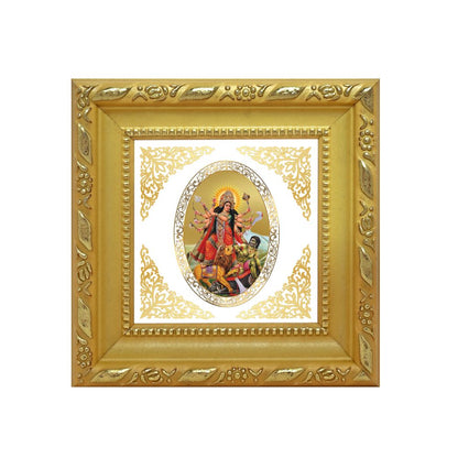 Durga Mahishasura Mardini | Divine Warrior Goddess Royal Tabletop Photo Frame in 24K Gold Plated Foil