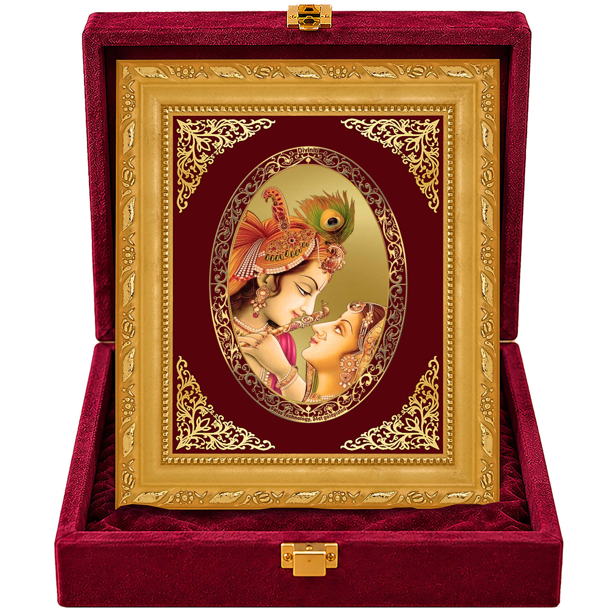 24K Gold-Plated Radha Krishna Frame | Premium Gift Box | 21.5x17.5 CM