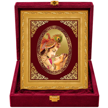 24K Gold-Plated Radha Krishna Frame | Premium Gift Box | 21.5x17.5 CM