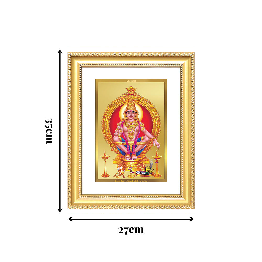 Diviniti 24K Gold Plated Ayyappan Divine Wall Frame for Home Mandir & Office Decor | Luxury Spiritual Gift