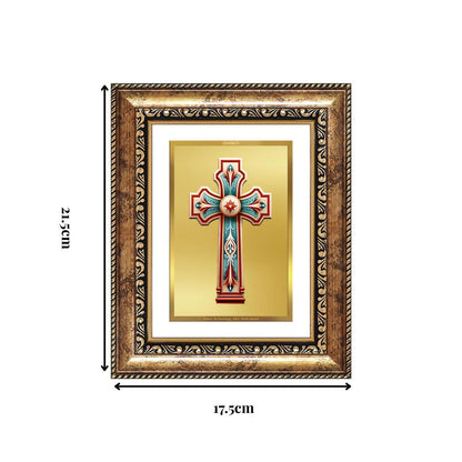 Diviniti 24K Gold Plated Holy Cross (Classic) Divine Wall and Table Top Frame for Home Mandir & Office Decor | Luxury Spiritual Gift