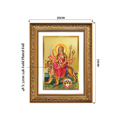 Durga Sherawali Mata with Pind | Divine Wall Mount Photo Frame in 24K Gold Plated Foil