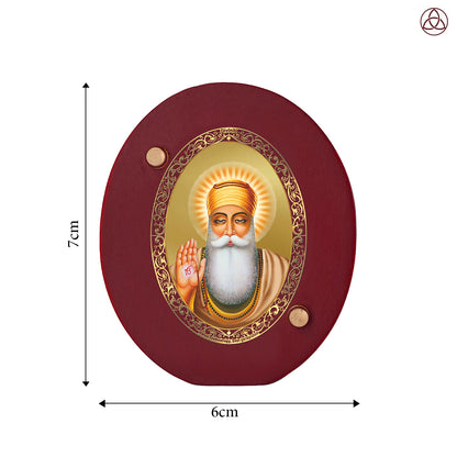 Guru Nanak Dev Ji Car Dashboard & Tabletop Photo Frame, 24K gold-plated, 7x6 cm, intricate design.