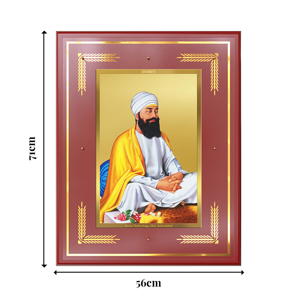 Guru Tegh Bahadur Sahib Ji Wall Photo Frame in 24K Gold Plated Foil | Sacrifice, Courage & Divine Protection