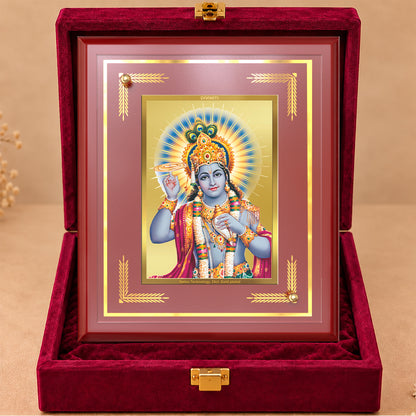 24K Gold-Plated Vishnu MDF Frame | Premium Gift Box | 10x10 CM