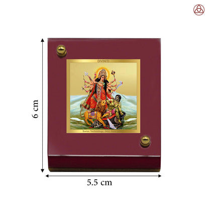 Durga Mahishasura | Divine Goddess Durga Car Dashboard & Tabletop Photo Frame in 24K Gold Plated Foil