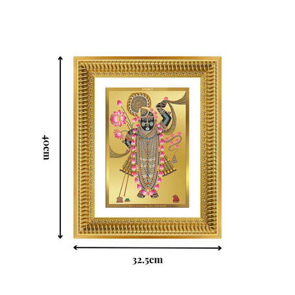 Diviniti 24K Gold Plated Shrinath Ji (Classic) Divine Wall Frame for Home Mandir & Office Decor | Luxury Spiritual Gift