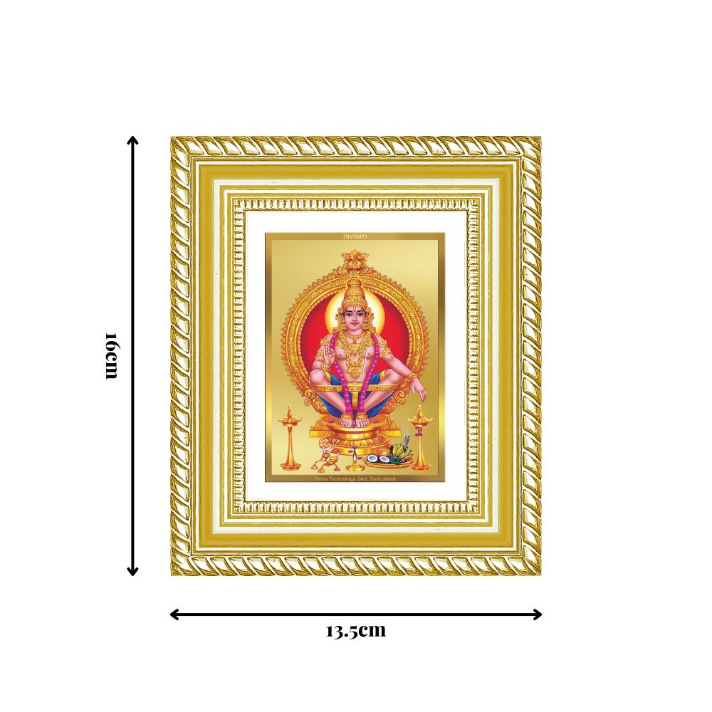 Diviniti 24K Gold Plated Ayyappan Divine Table Top Frame for Home Mandir & Office Decor | Luxury Spiritual Gift