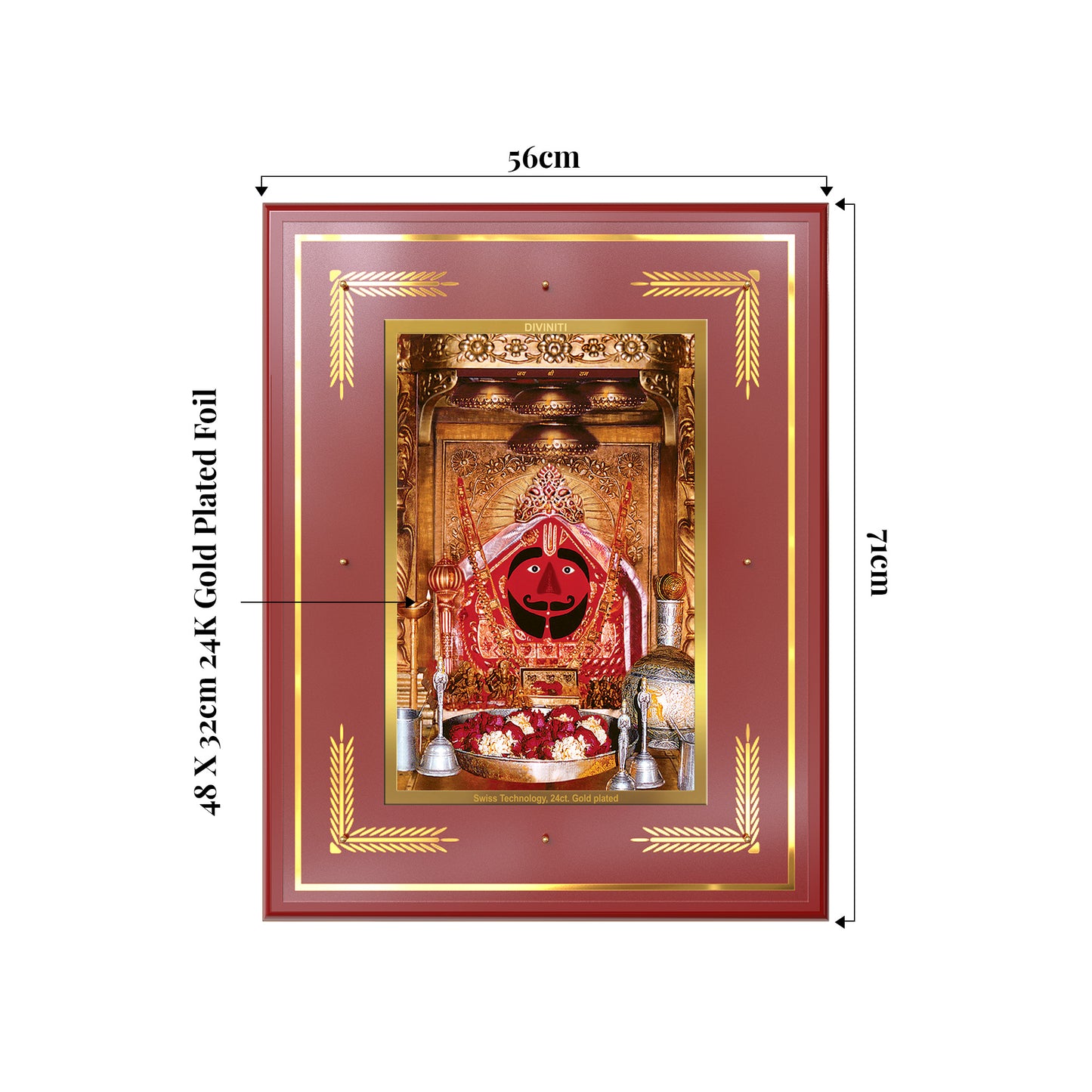 Salasar Balaji | Lord Hanuman of Salasar Dham Wall Mount Photo Frame in 24K Gold Plated Foil