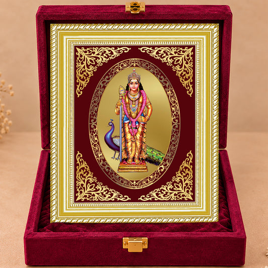 24K Gold-Plated Lord Murugan Frame | Premium Gift Box | 35x27 CM