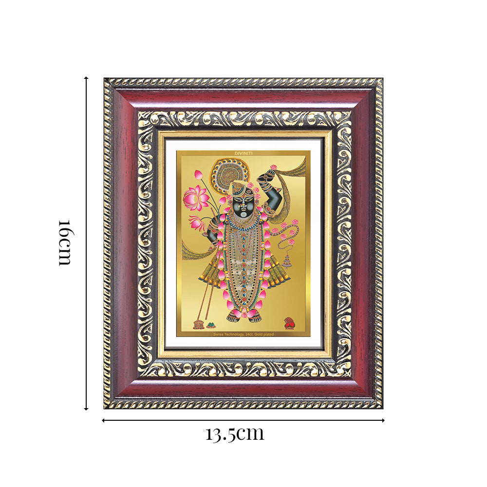 Diviniti 24K Gold Plated Shrinath Ji (Classic) Divine Table Top Frame for Home Mandir & Office Decor | Luxury Spiritual Gift