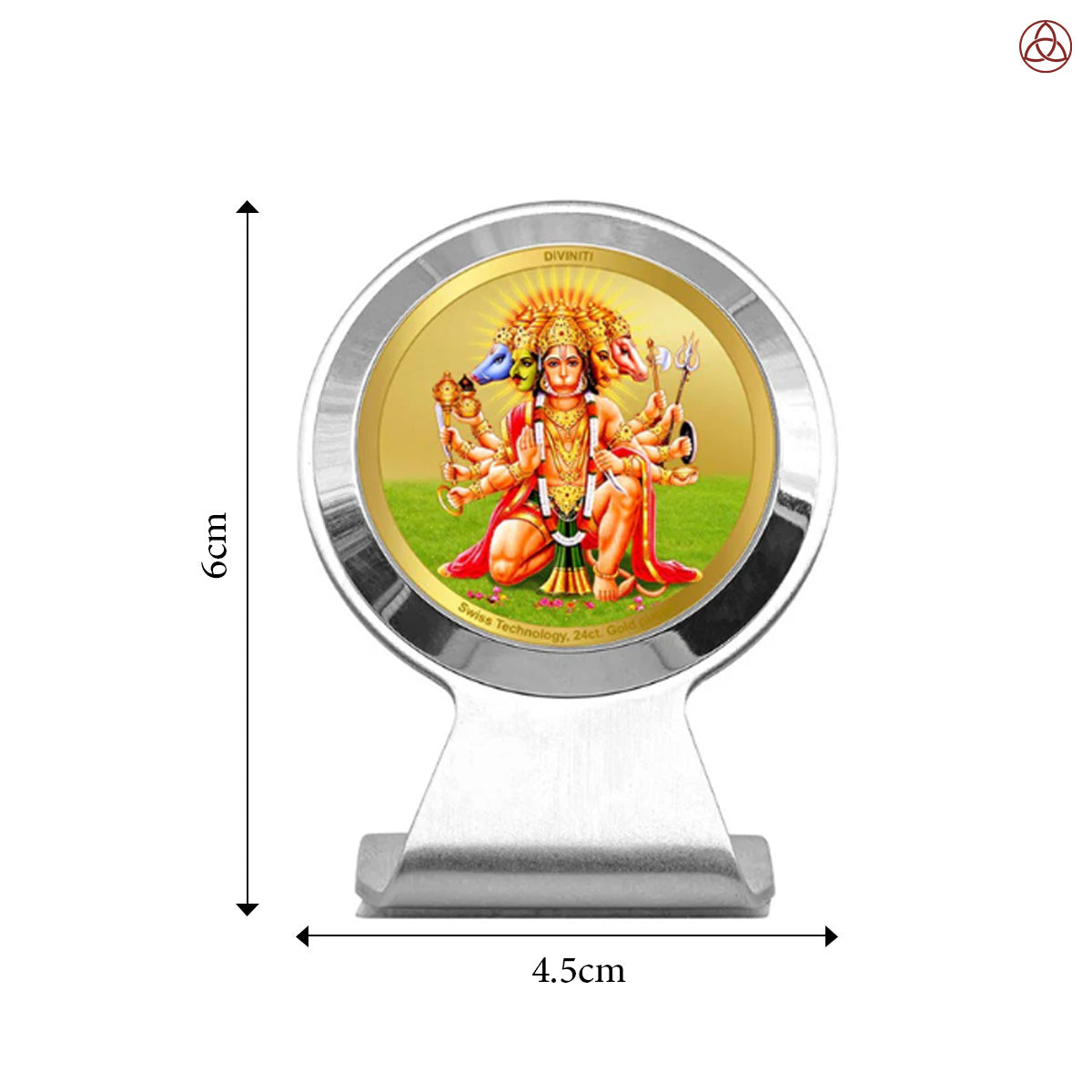 Panchmukhi Hanuman | Divine Lord Panchmukhi Hanuman Car Dashboard & Tabletop Photo Frame in 24K Gold Plated Foil