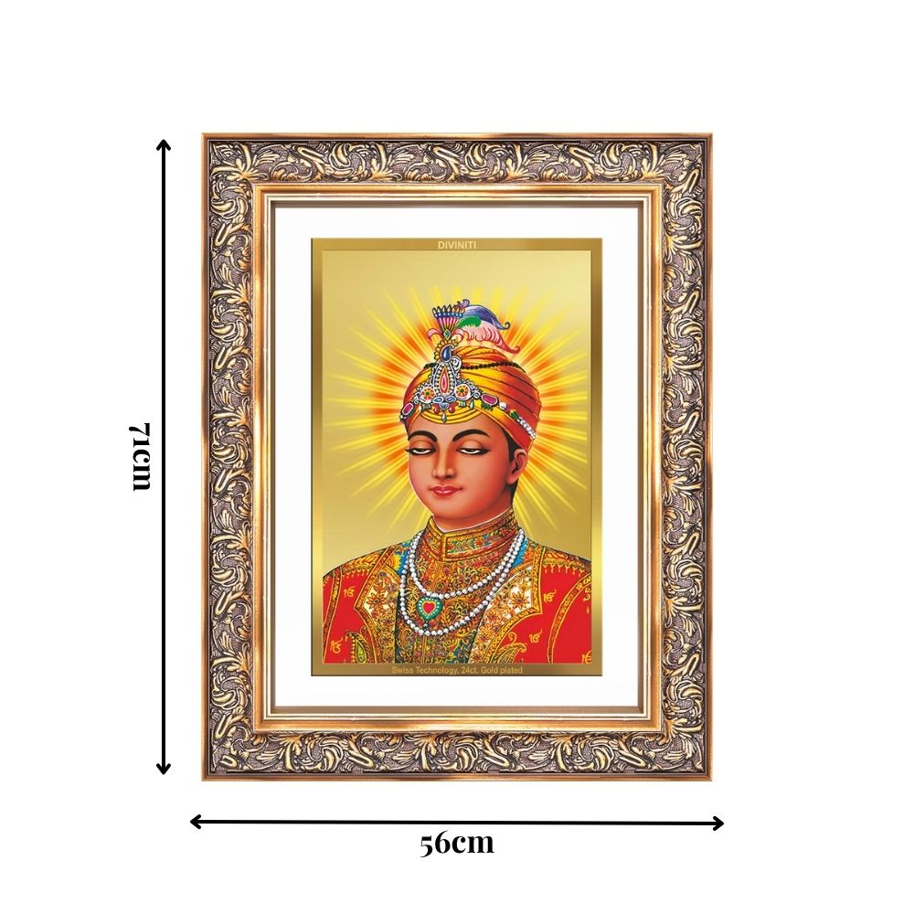 Diviniti 24K Gold Plated Guru Harkrishan Sahib Ji (Classic) Sacred Sikh Wall Frame for Home Decor & Office Ambiance | Premium Spiritual Gift