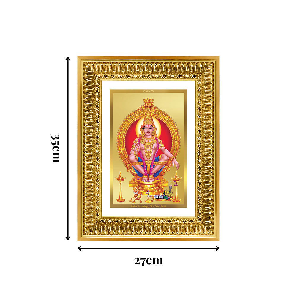 Diviniti 24K Gold Plated Ayyappan Divine Wall Frame for Home Mandir & Office Decor | Luxury Spiritual Gift