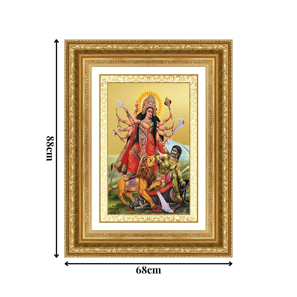 Diviniti 24K Gold Plated Durga - Mahishasura Mardini (Classic) Divine Wall Frame for Home Mandir & Office Decor | Luxury Spiritual Gift