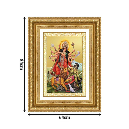 Diviniti 24K Gold Plated Durga - Mahishasura Mardini (Classic) Divine Wall Frame for Home Mandir & Office Decor | Luxury Spiritual Gift