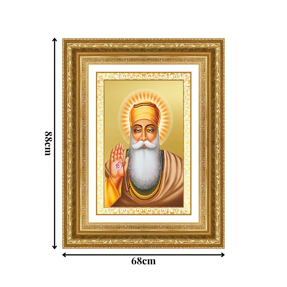 Diviniti 24K Gold Plated Guru Nanak Dev Ji (Classic) Sacred Sikh Wall Frame for Home Decor & Office Ambiance | Premium Spiritual Gift