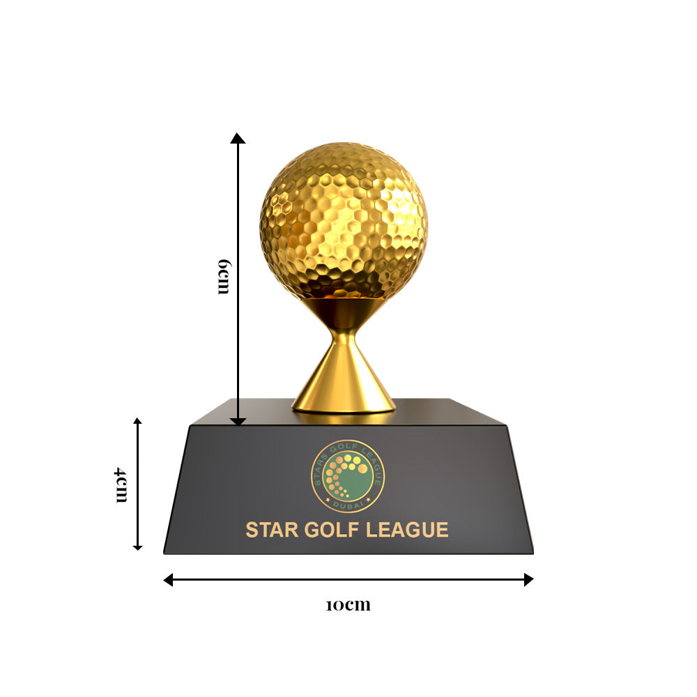Diviniti 24K Gold Plated Golf Ball Trophy | Premium Golf Award | Elegant Champion Trophy for Tournaments & Events