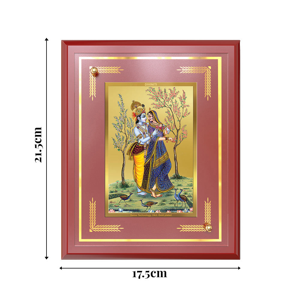 Diviniti 24K Gold Plated Radha Krishna Blessing Tabletop Photo Frame | Love, Devotion & Divine Grace