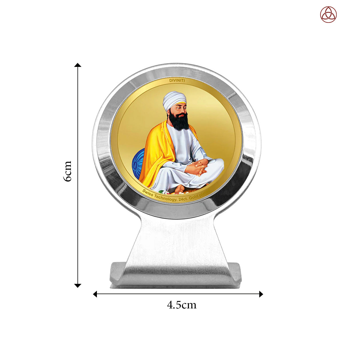 Guru Tegh Bahadar Ji | Ninth Sikh Guru and Dharam-Di-Chadar Spiritual Car Dashboard frame in 24K Gold Plated Foil