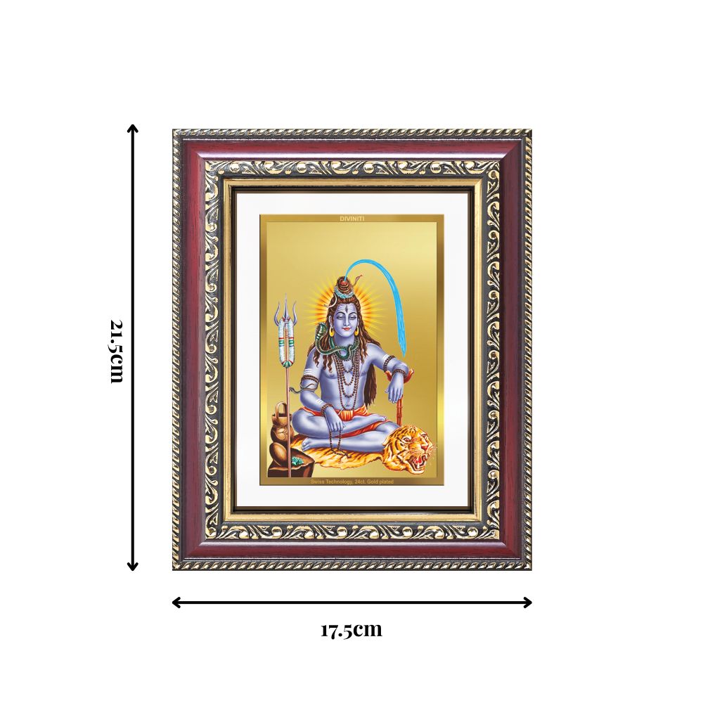 Diviniti 24K Gold Plated Shiva (Classic) Divine Wall and Table Top Frame for Home Mandir & Office Decor | Luxury Spiritual Gift