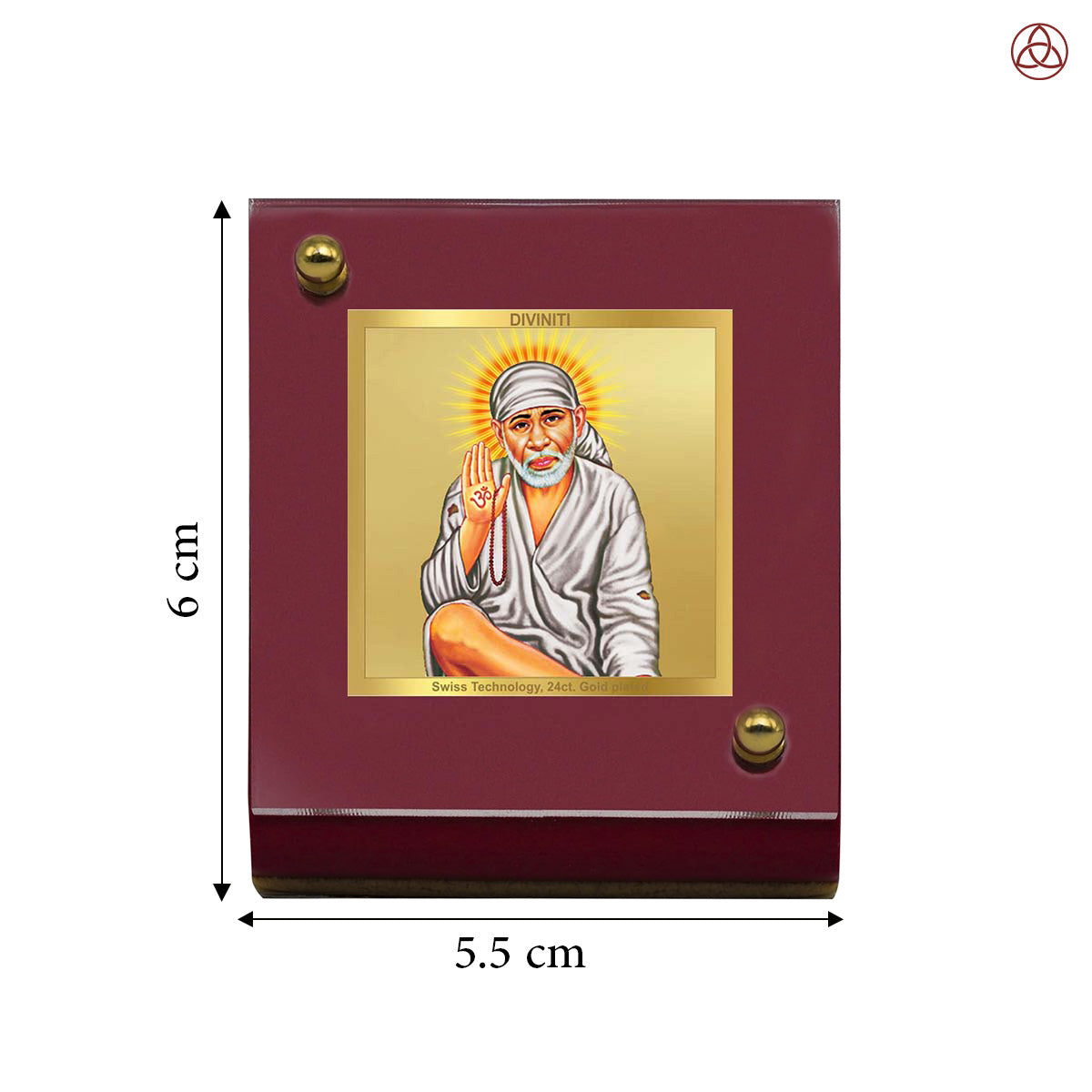 Sai Baba Blessing Pose | Divine Sai Baba Car Dashboard & Tabletop Photo Frame in 24K Gold Plated Foil